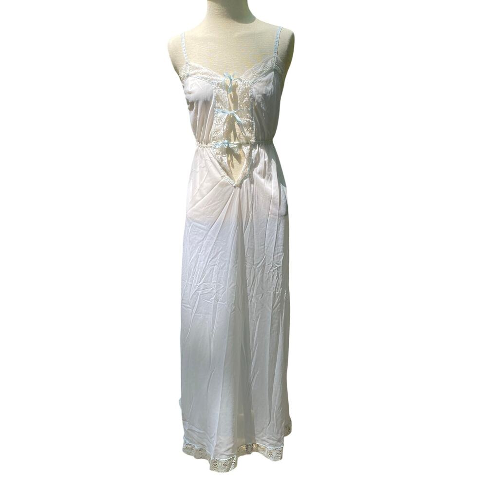 Vintage Hollywood Vassarette Satin Lace Slip Dress Size 32 XS/Small White Women